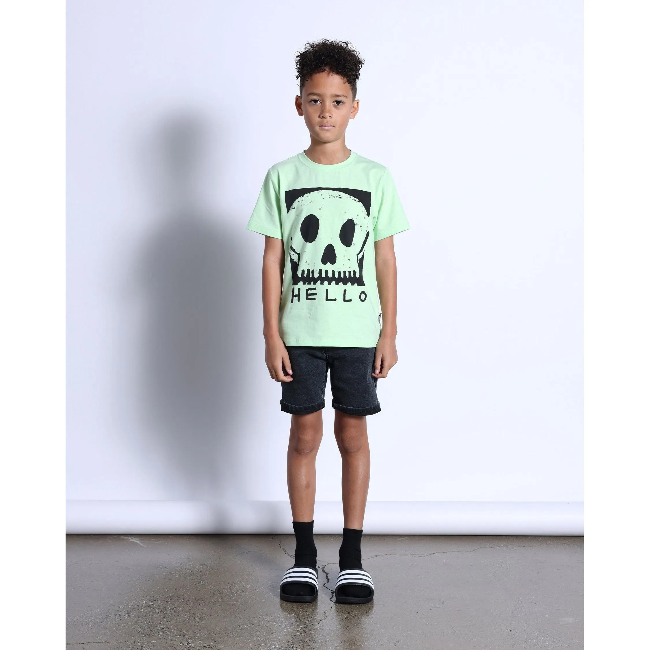 Square Skull Tee- Lime
