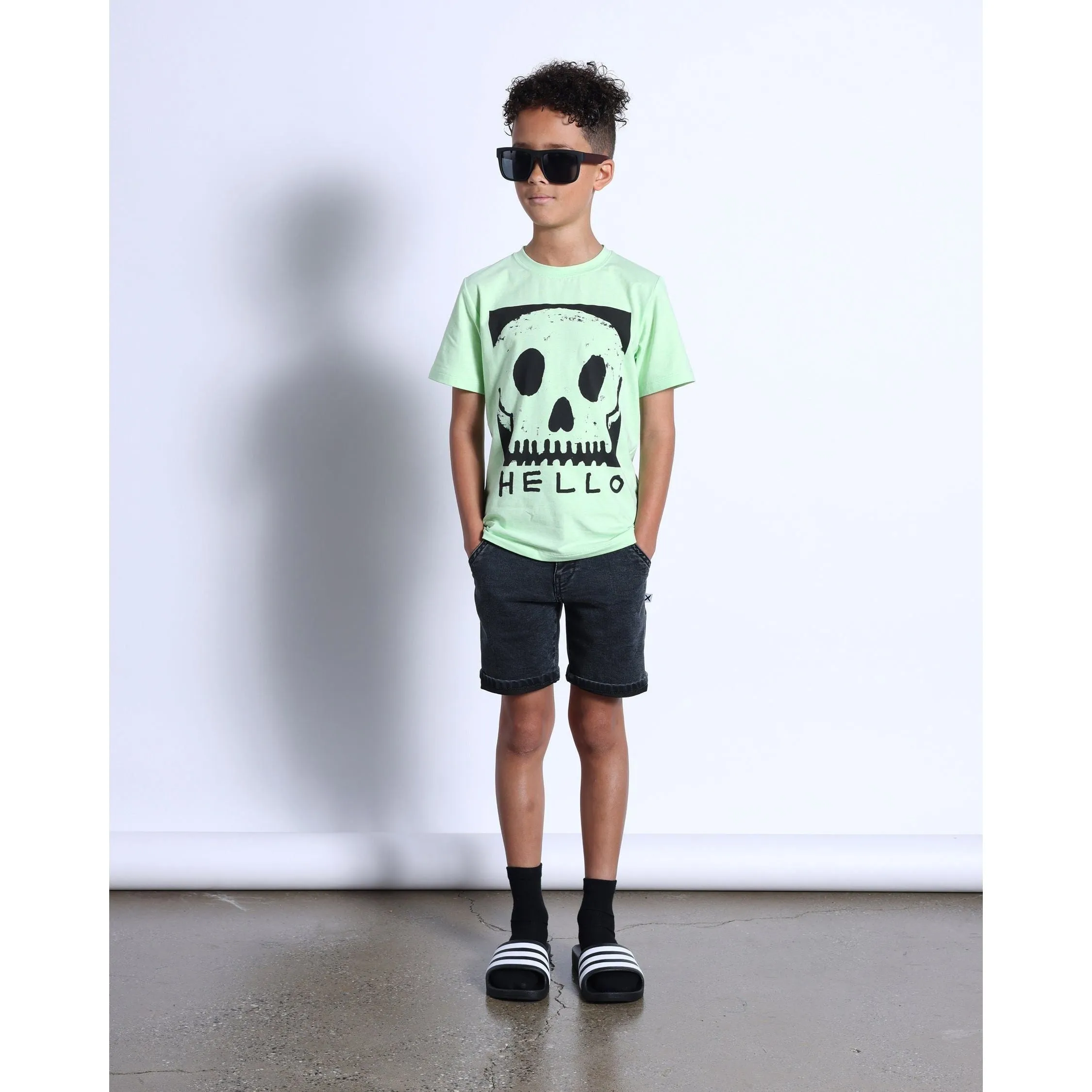 Square Skull Tee- Lime