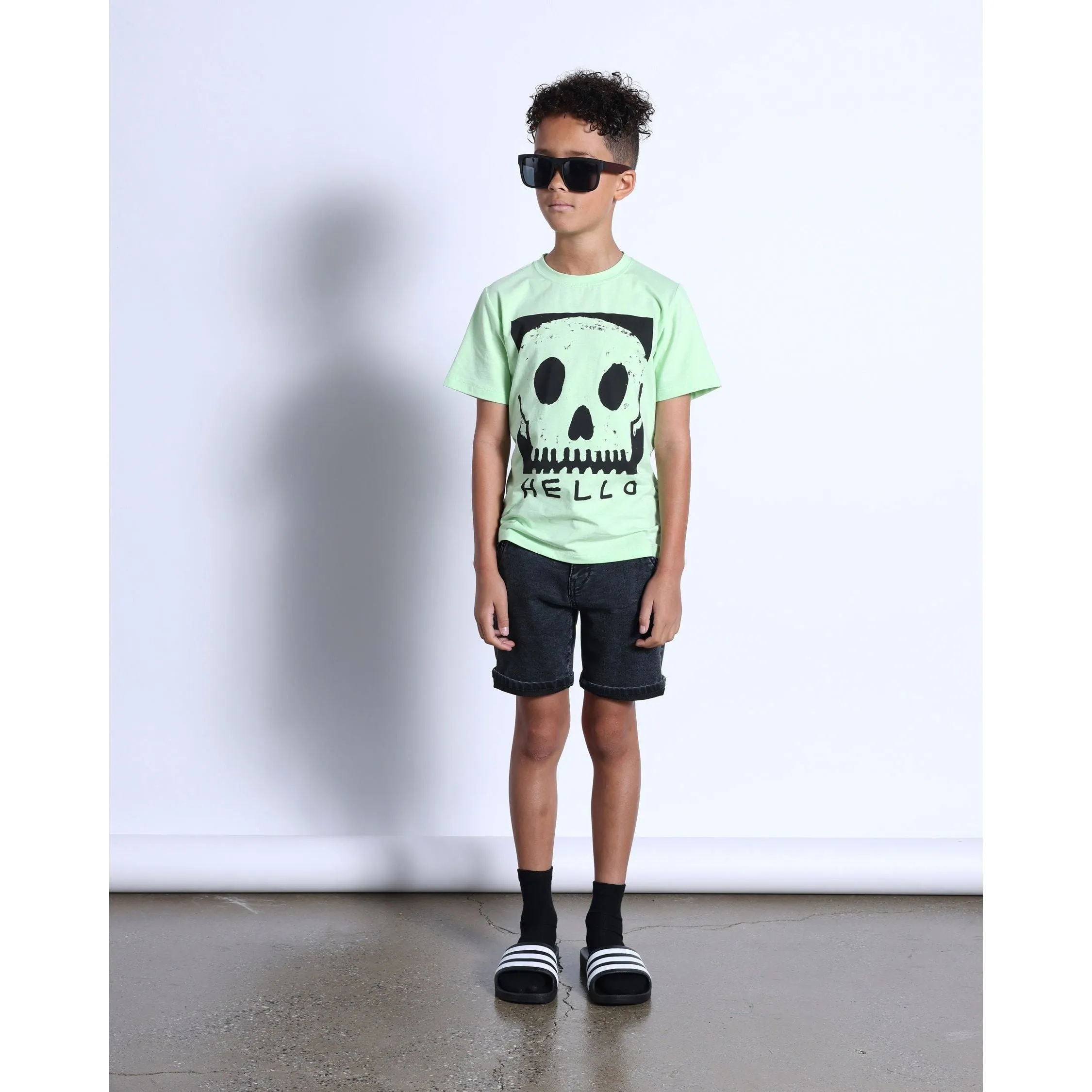 Square Skull Tee- Lime