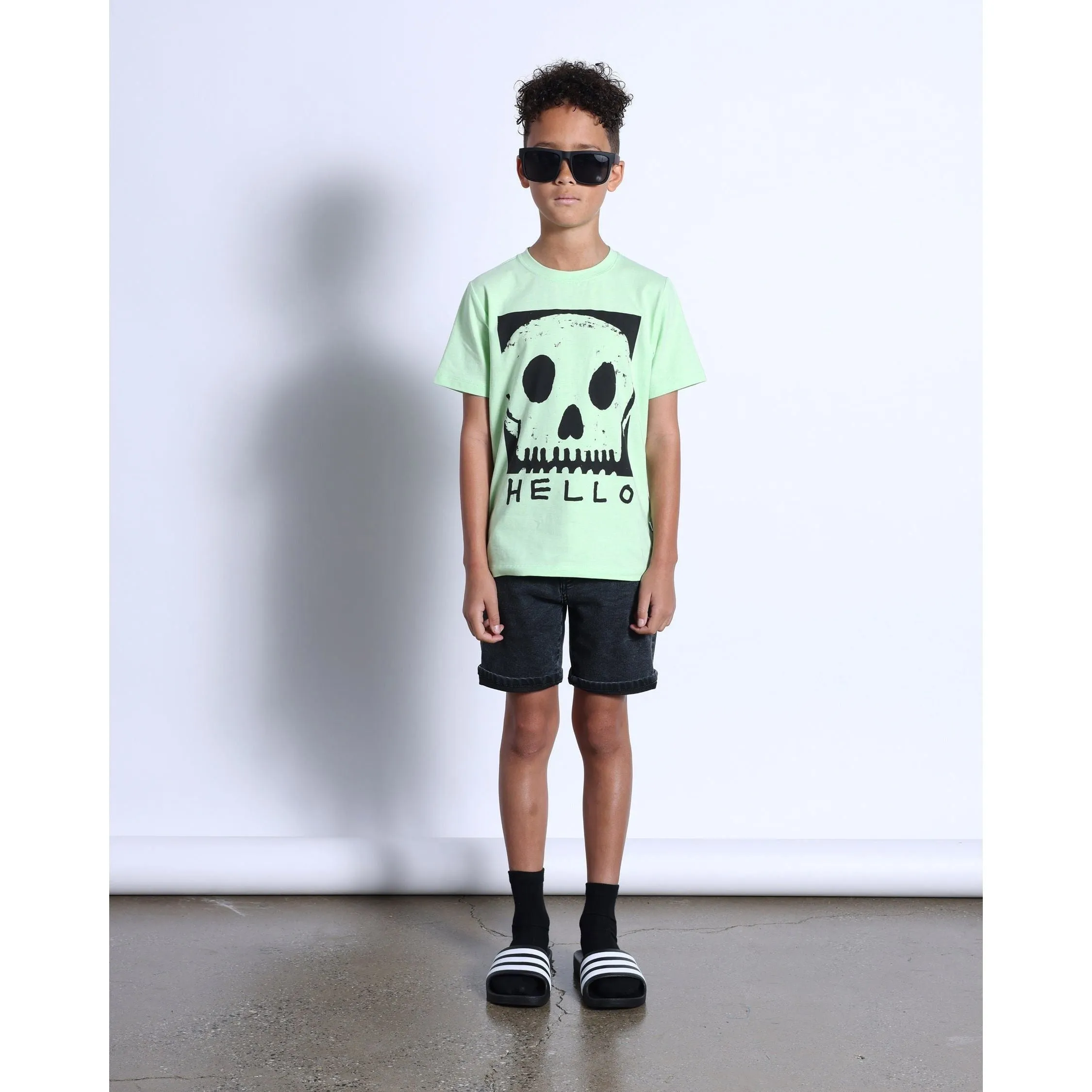 Square Skull Tee- Lime