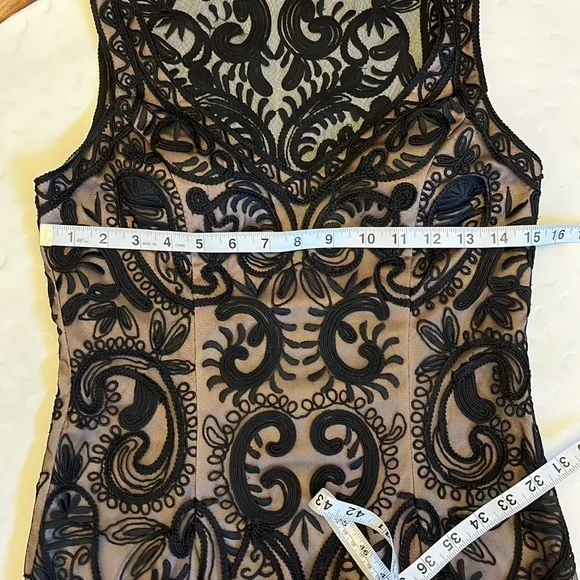 Sue Wong Nocturne Black Lace Sleeveless Pencil Dress - Size 6