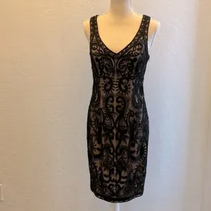 Sue Wong Nocturne Black Lace Sleeveless Pencil Dress - Size 6