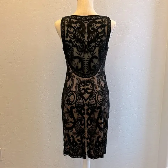 Sue Wong Nocturne Black Lace Sleeveless Pencil Dress - Size 6