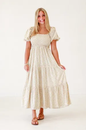 Summer Sunshine Smocked Floral Midi Dress