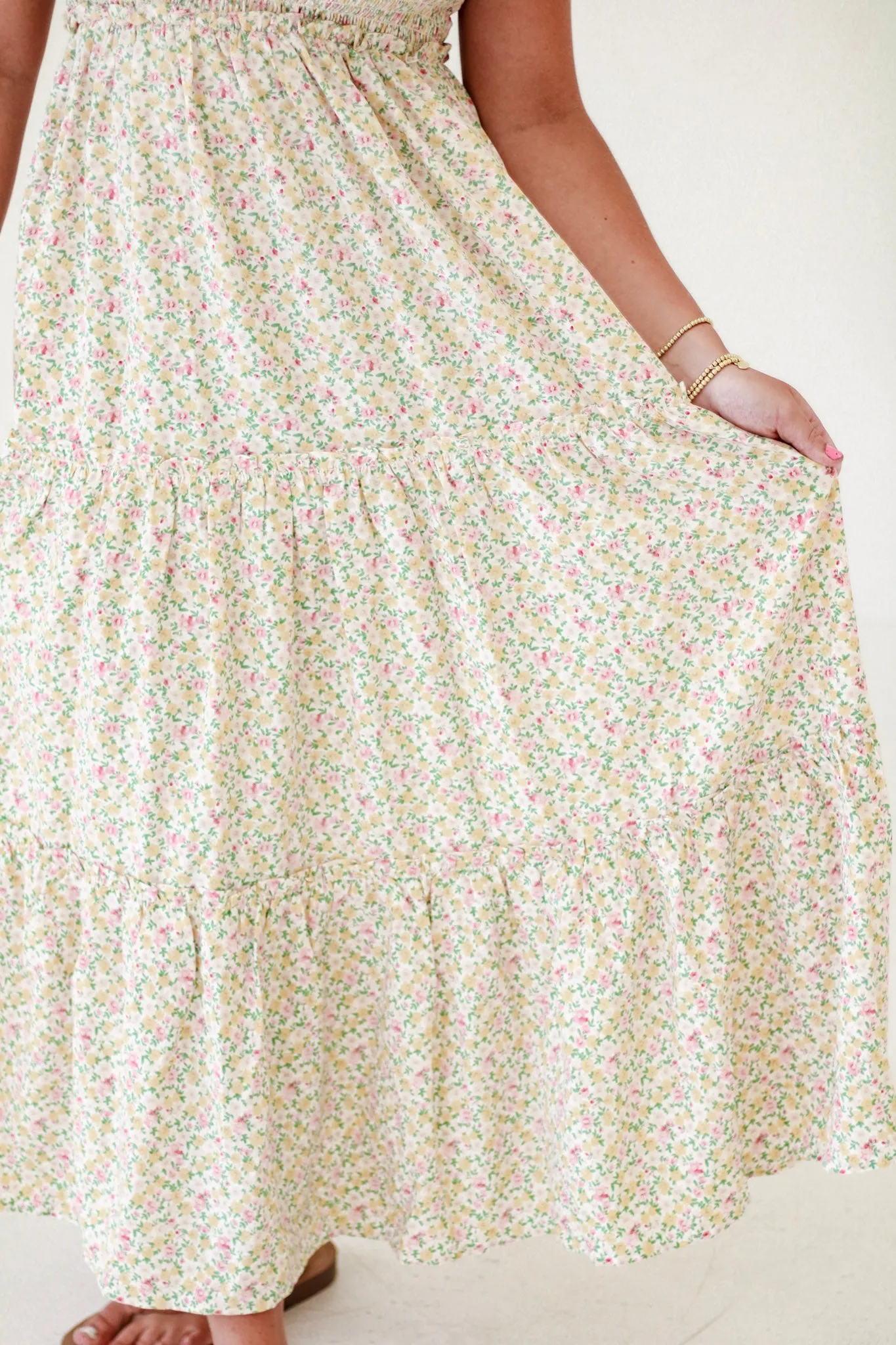 Summer Sunshine Smocked Floral Midi Dress