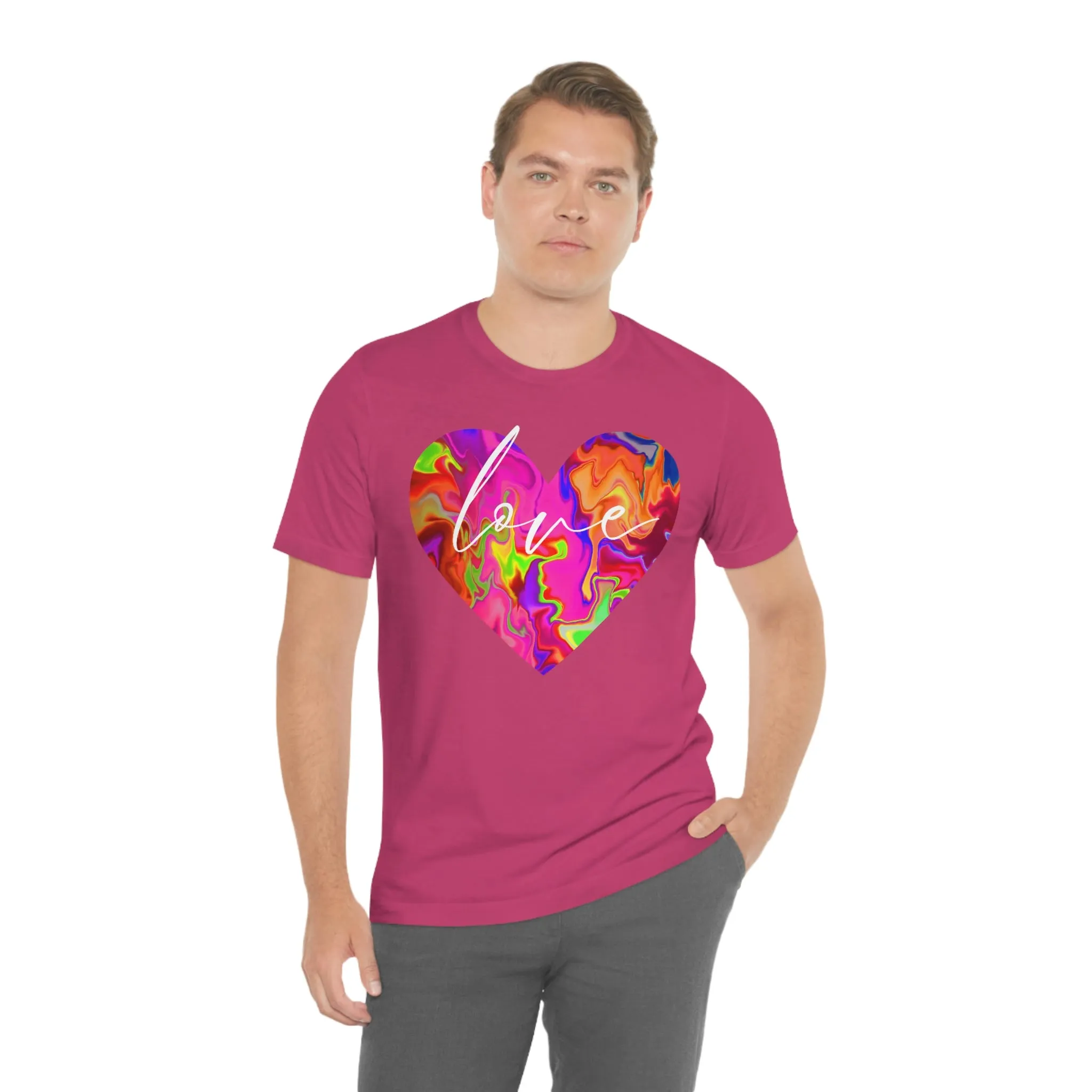 Swirl Heart Script Love Short Sleeve T-Shirt