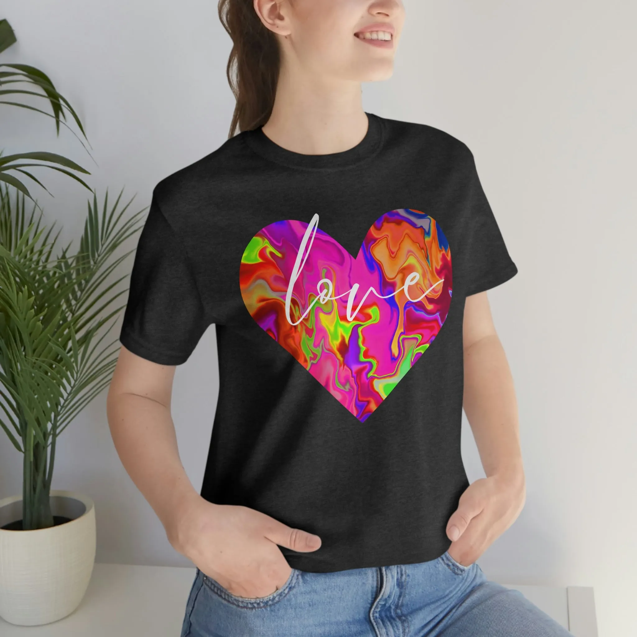 Swirl Heart Script Love Short Sleeve T-Shirt
