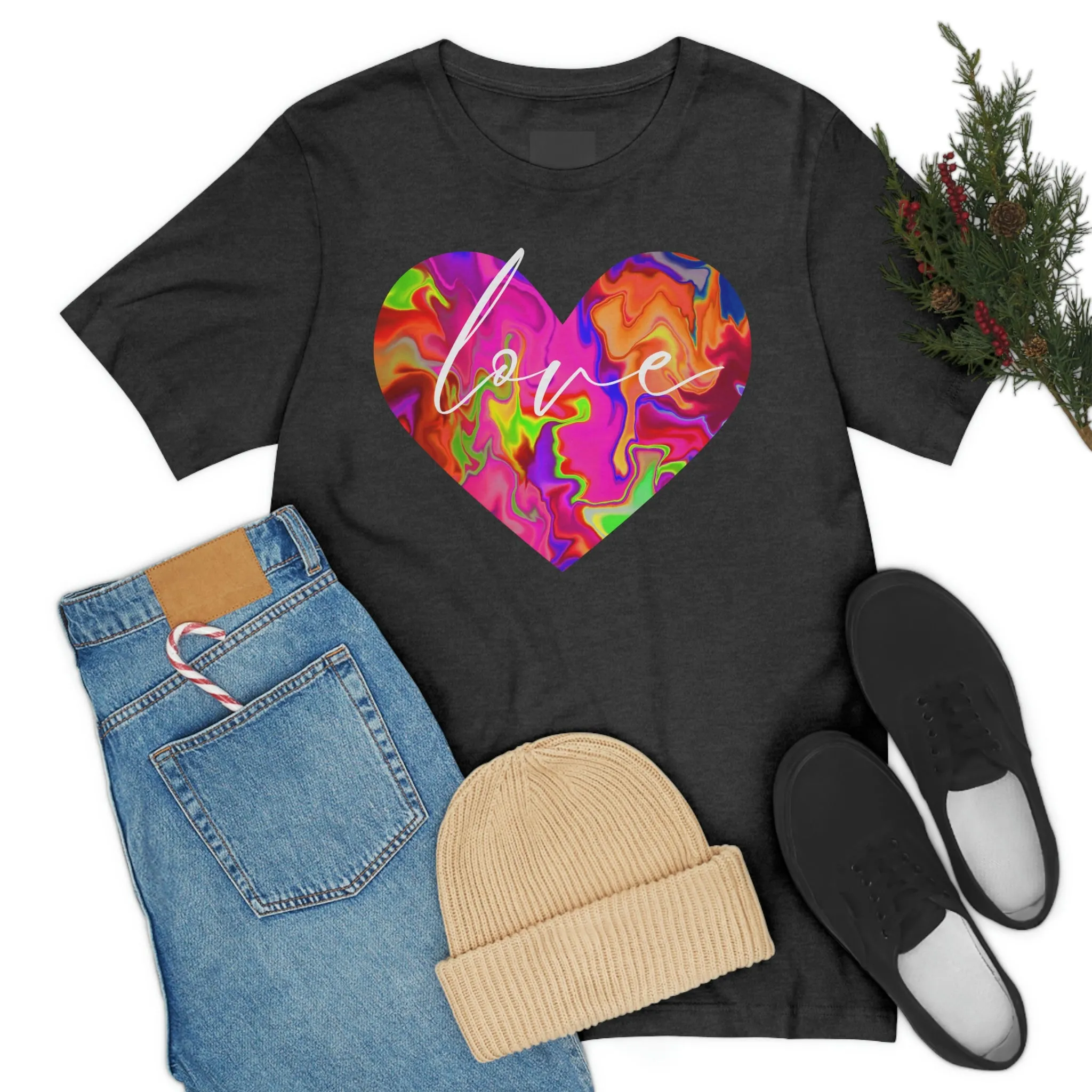 Swirl Heart Script Love Short Sleeve T-Shirt