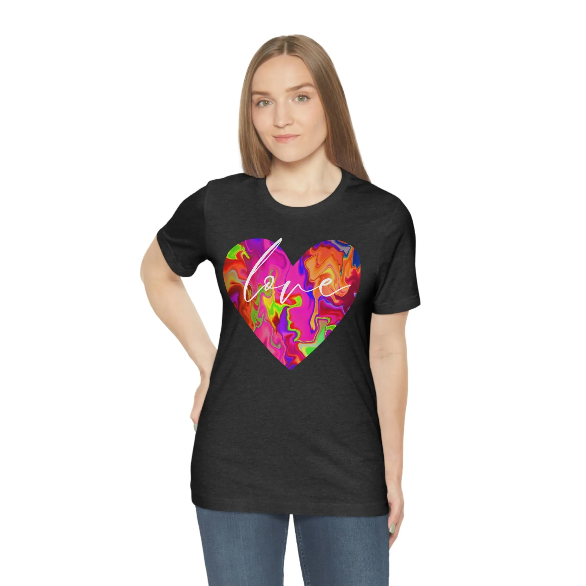 Swirl Heart Script Love Short Sleeve T-Shirt