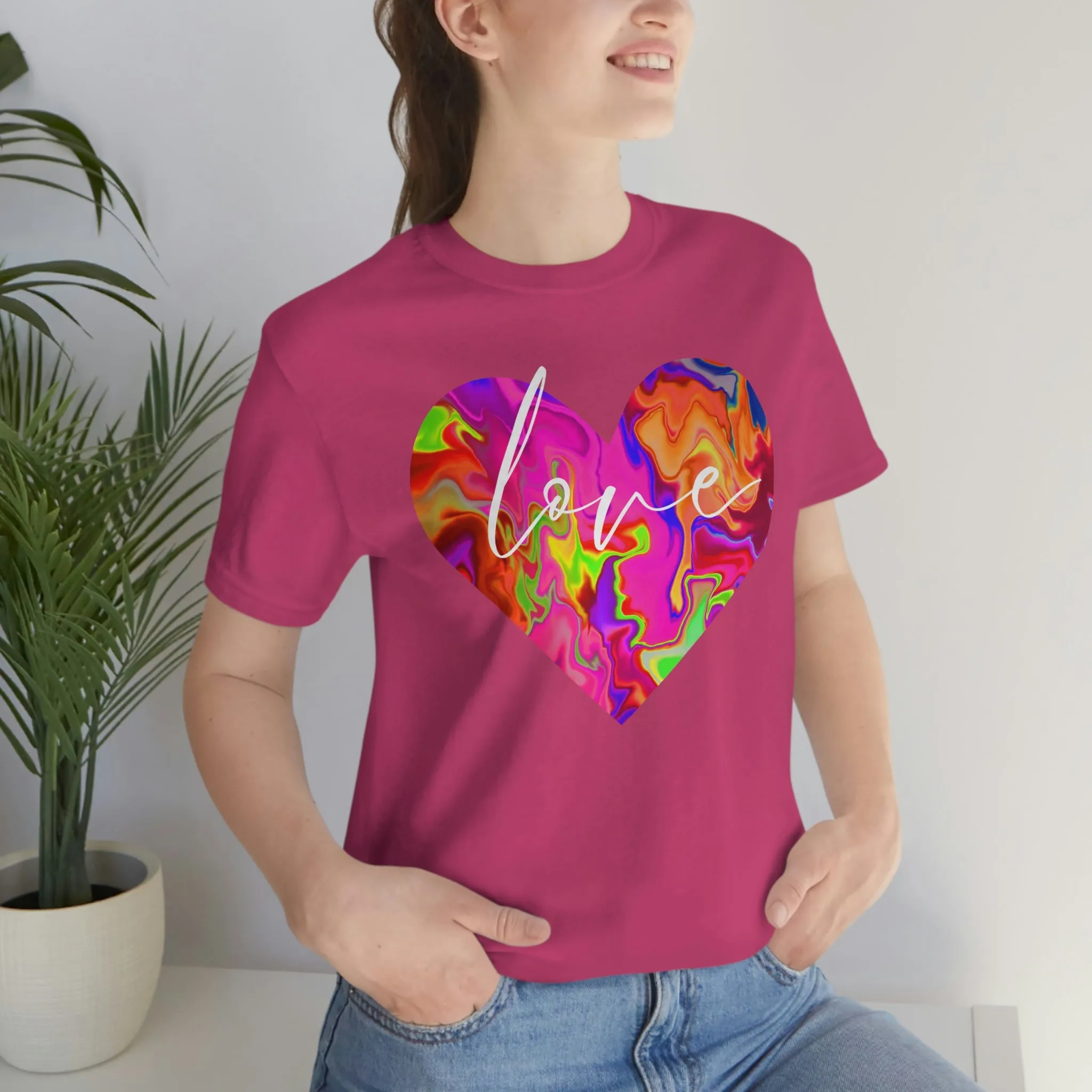 Swirl Heart Script Love Short Sleeve T-Shirt