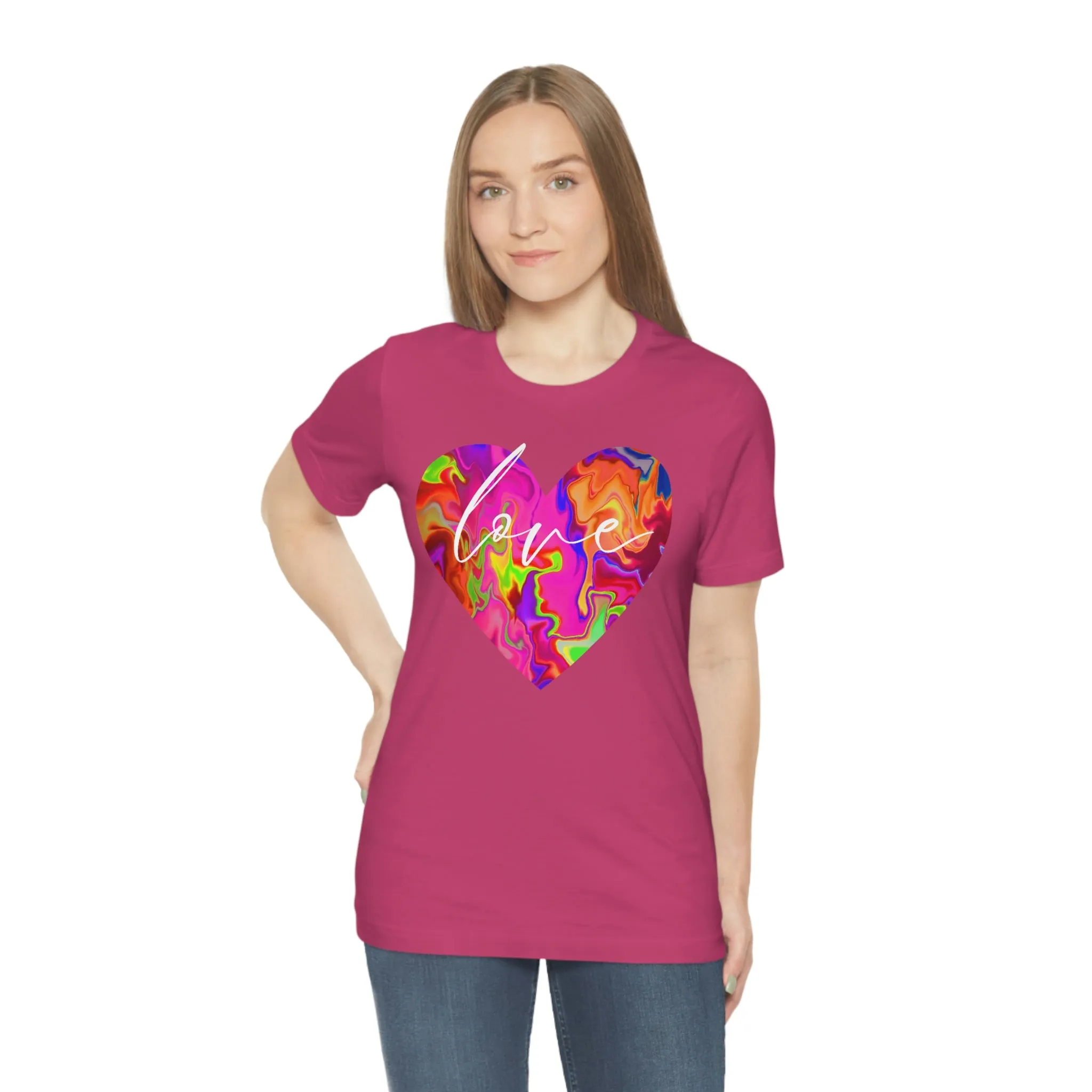 Swirl Heart Script Love Short Sleeve T-Shirt