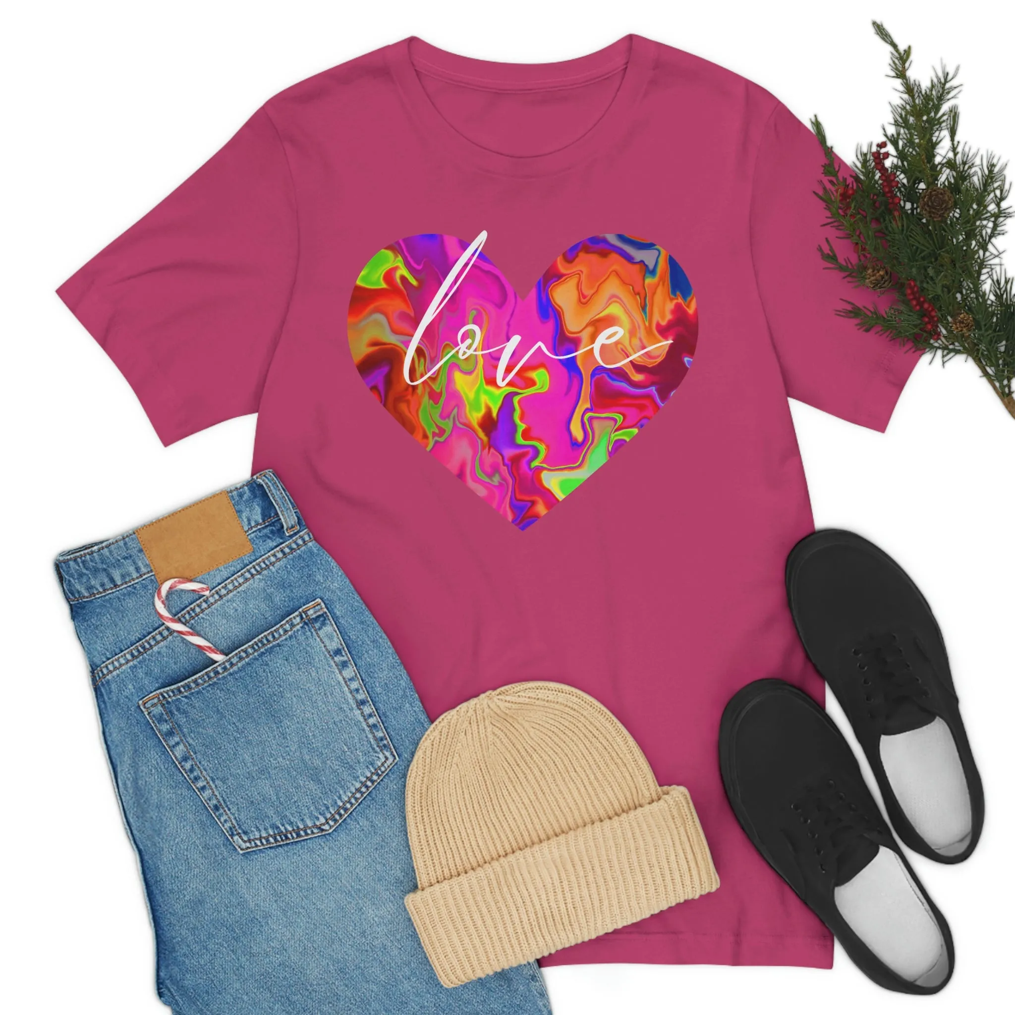 Swirl Heart Script Love Short Sleeve T-Shirt