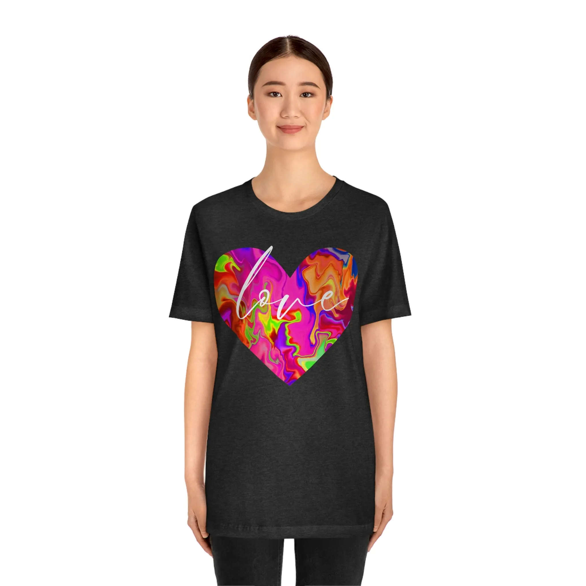 Swirl Heart Script Love Short Sleeve T-Shirt
