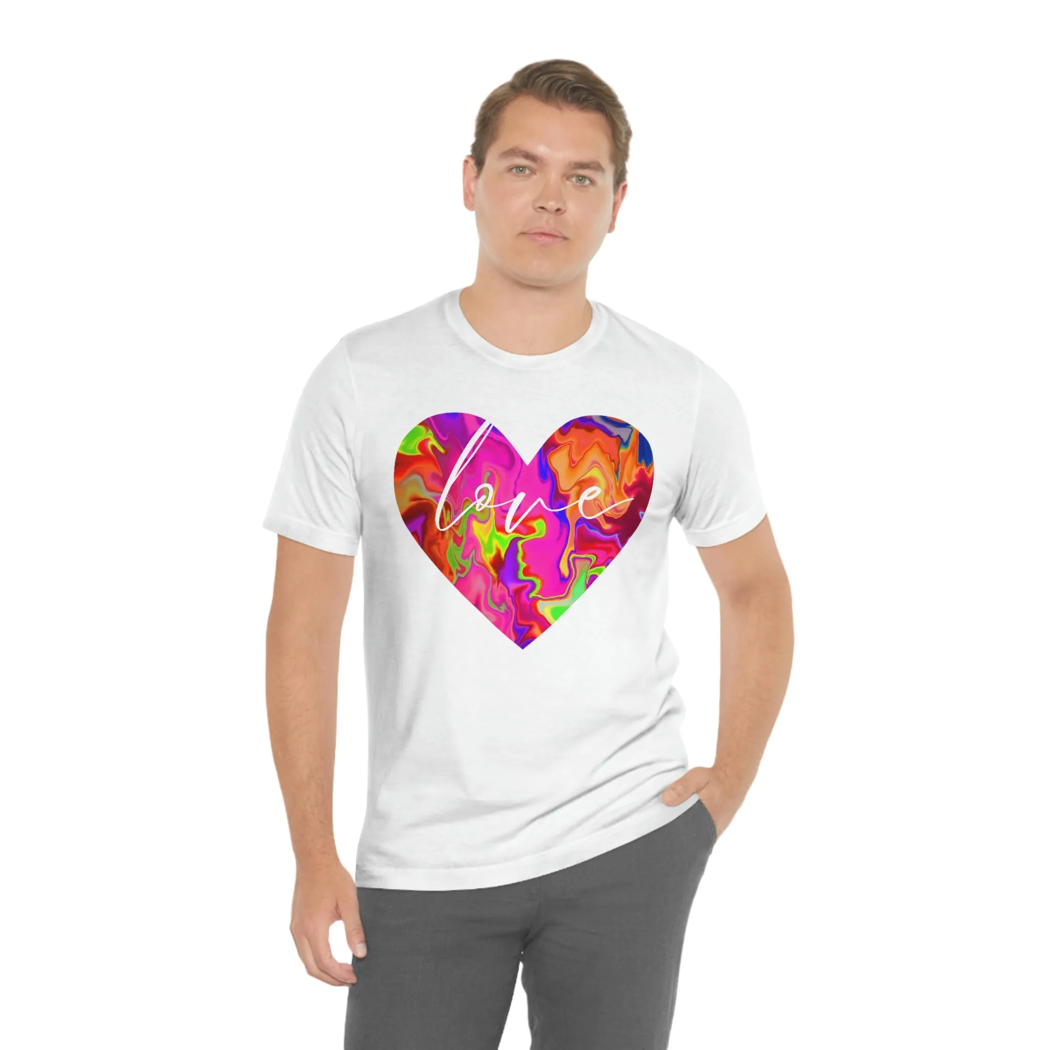 Swirl Heart Script Love Short Sleeve T-Shirt