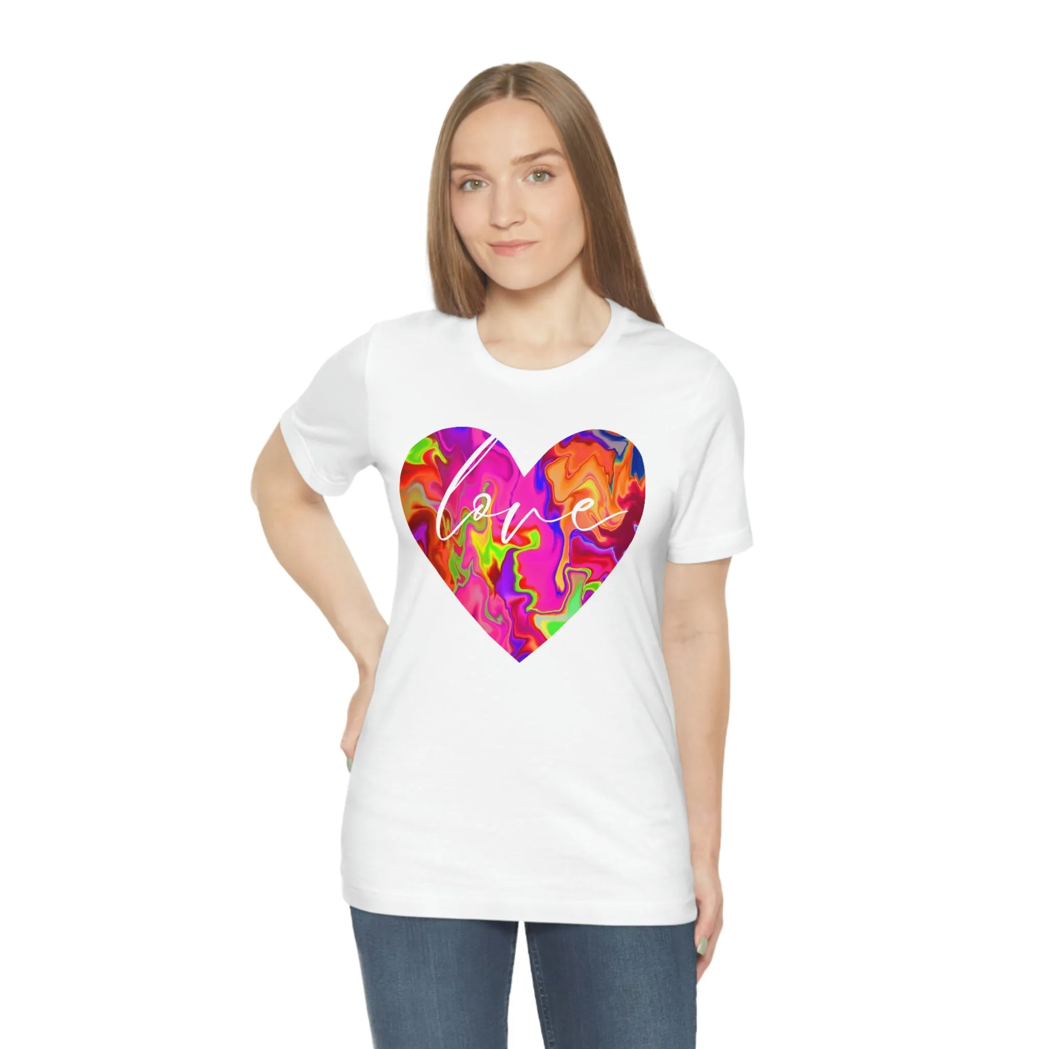 Swirl Heart Script Love Short Sleeve T-Shirt