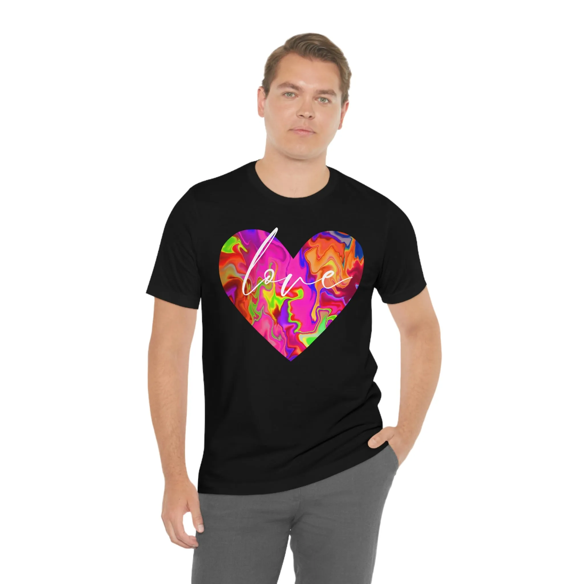 Swirl Heart Script Love Short Sleeve T-Shirt