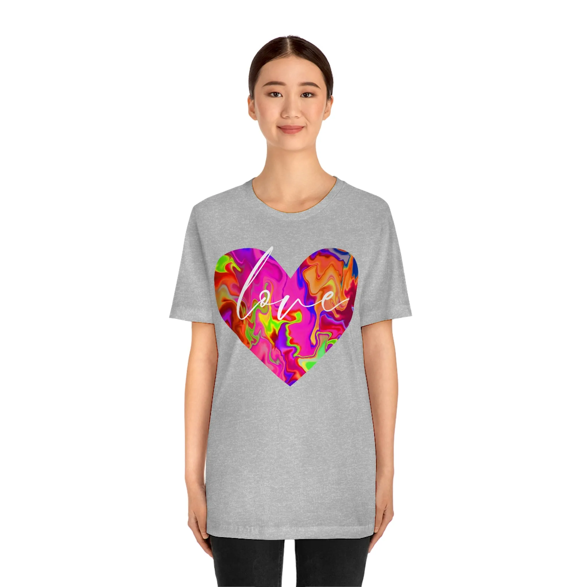 Swirl Heart Script Love Short Sleeve T-Shirt