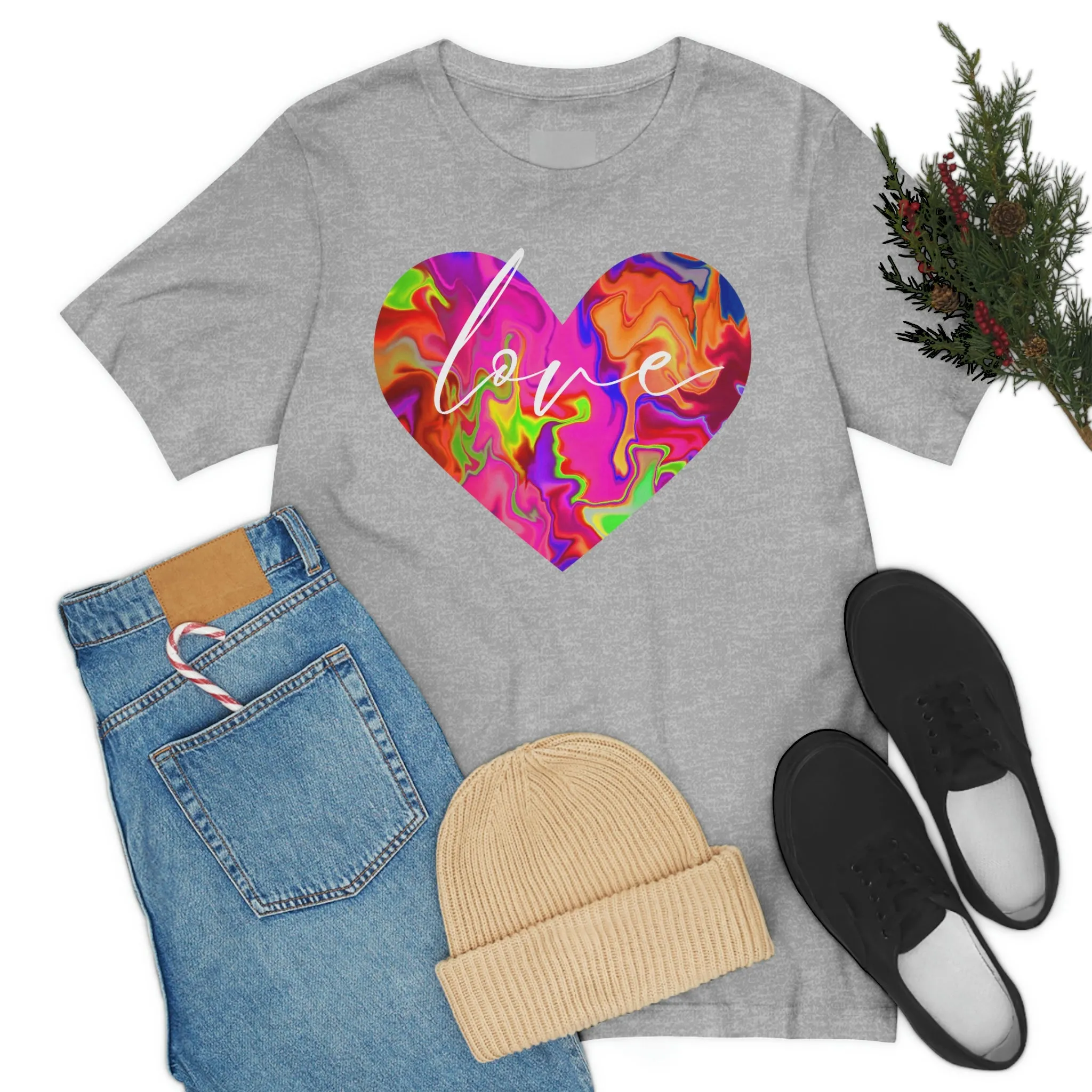 Swirl Heart Script Love Short Sleeve T-Shirt