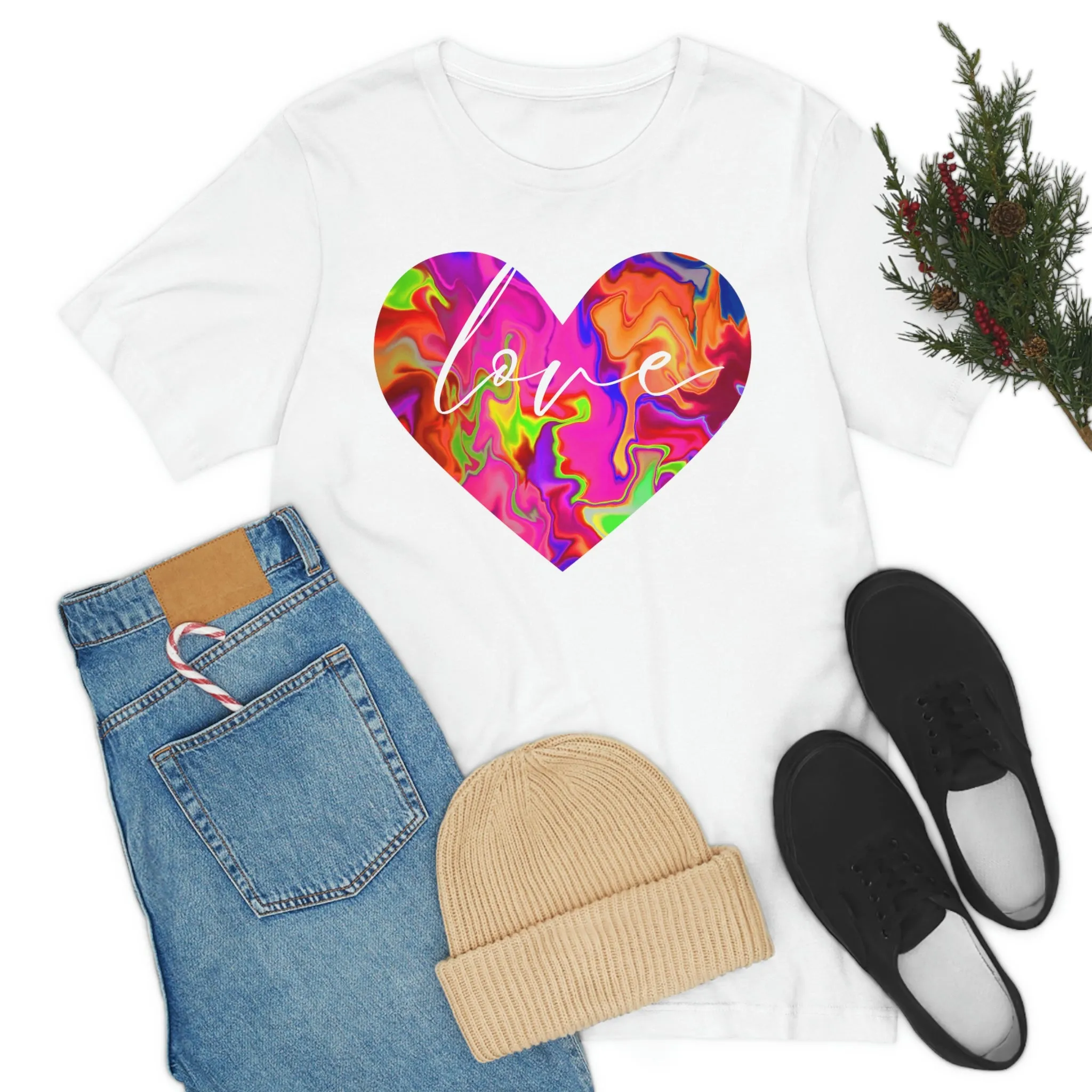 Swirl Heart Script Love Short Sleeve T-Shirt