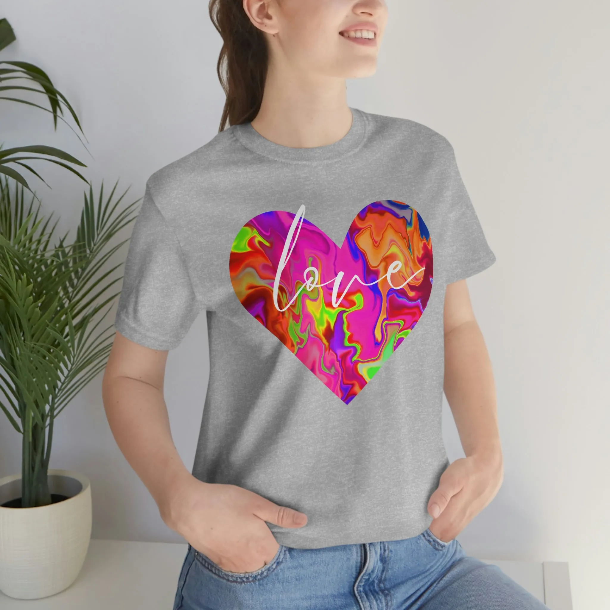 Swirl Heart Script Love Short Sleeve T-Shirt