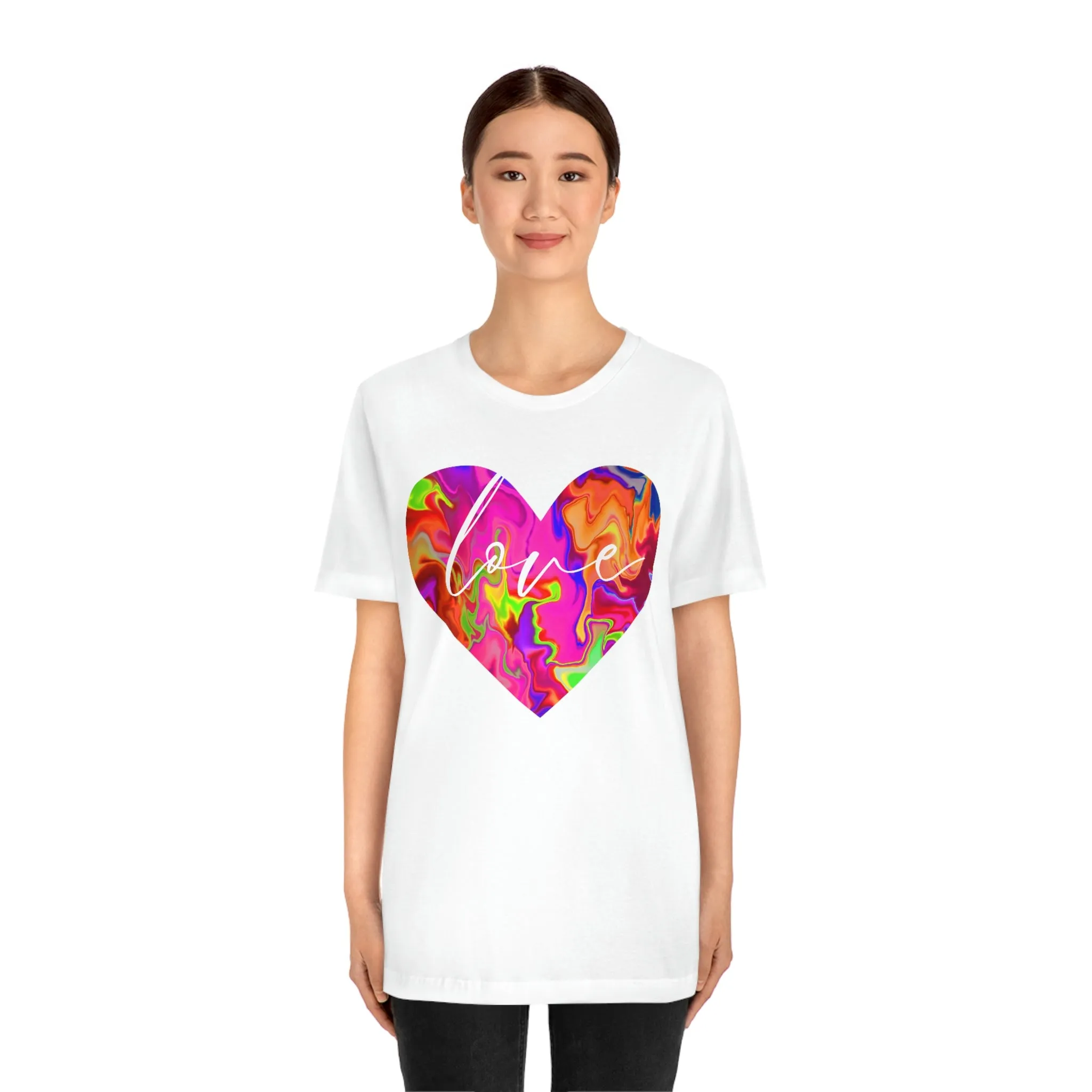 Swirl Heart Script Love Short Sleeve T-Shirt