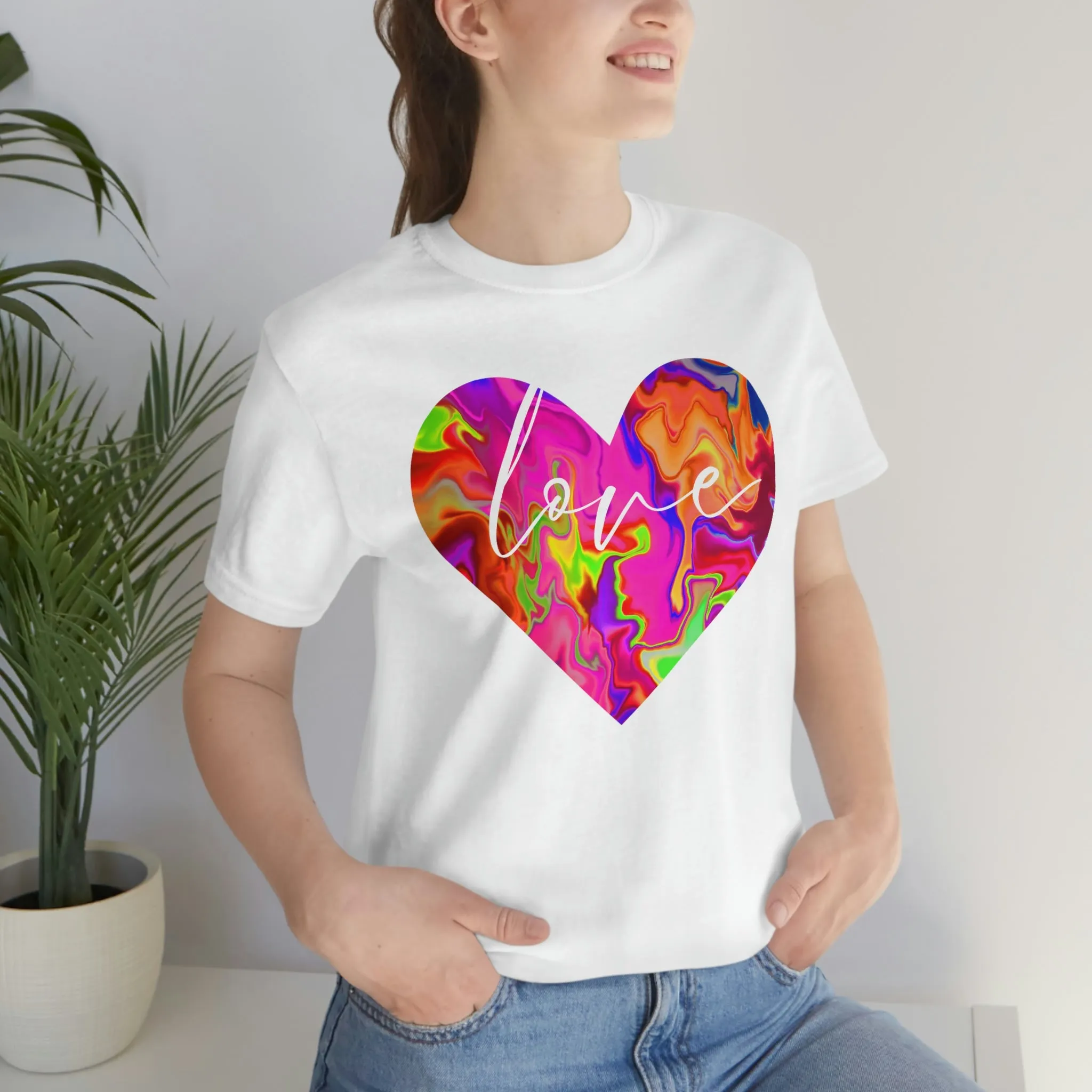 Swirl Heart Script Love Short Sleeve T-Shirt
