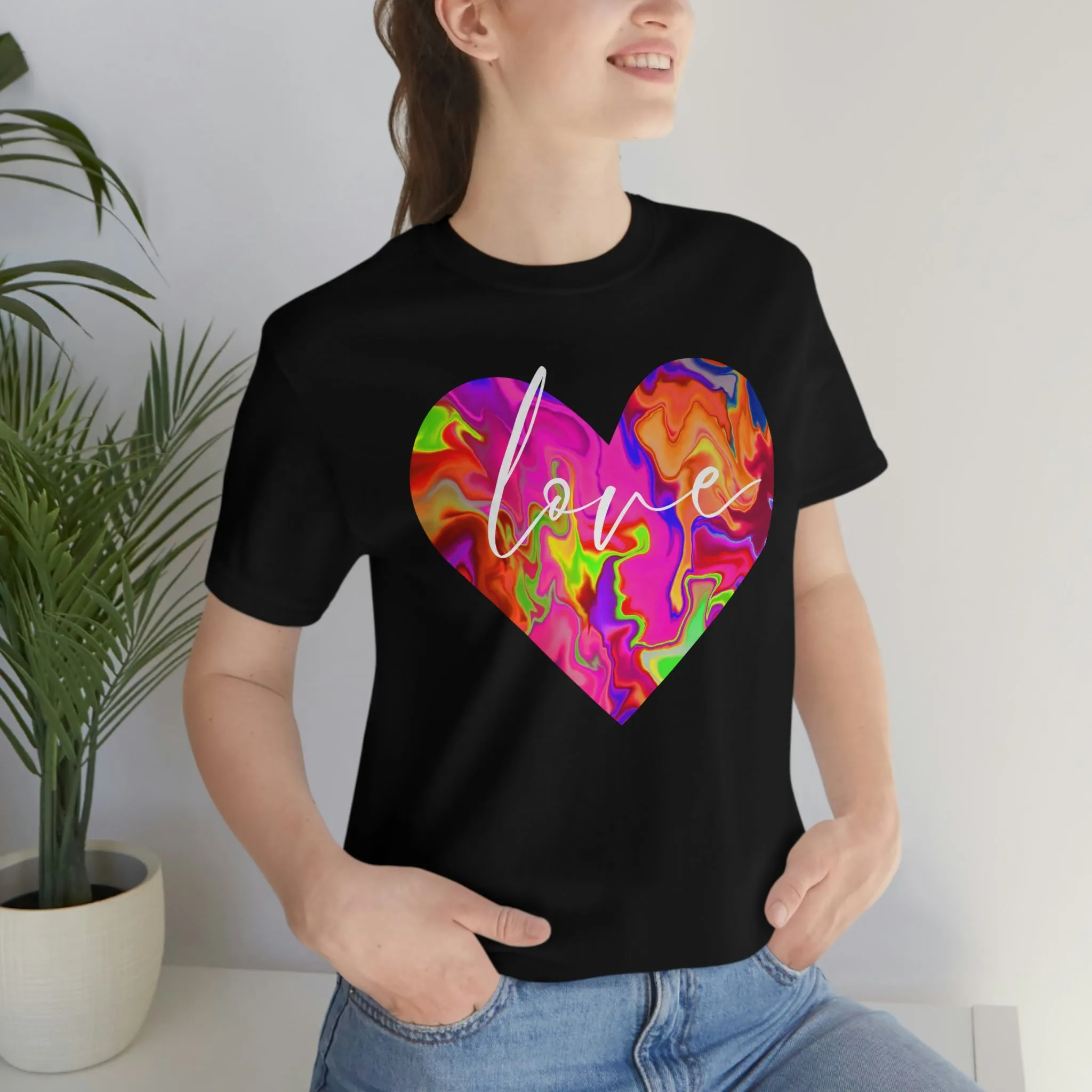 Swirl Heart Script Love Short Sleeve T-Shirt