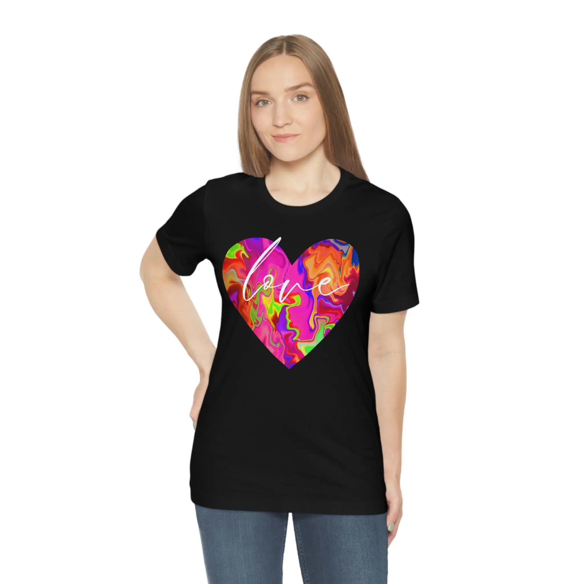 Swirl Heart Script Love Short Sleeve T-Shirt