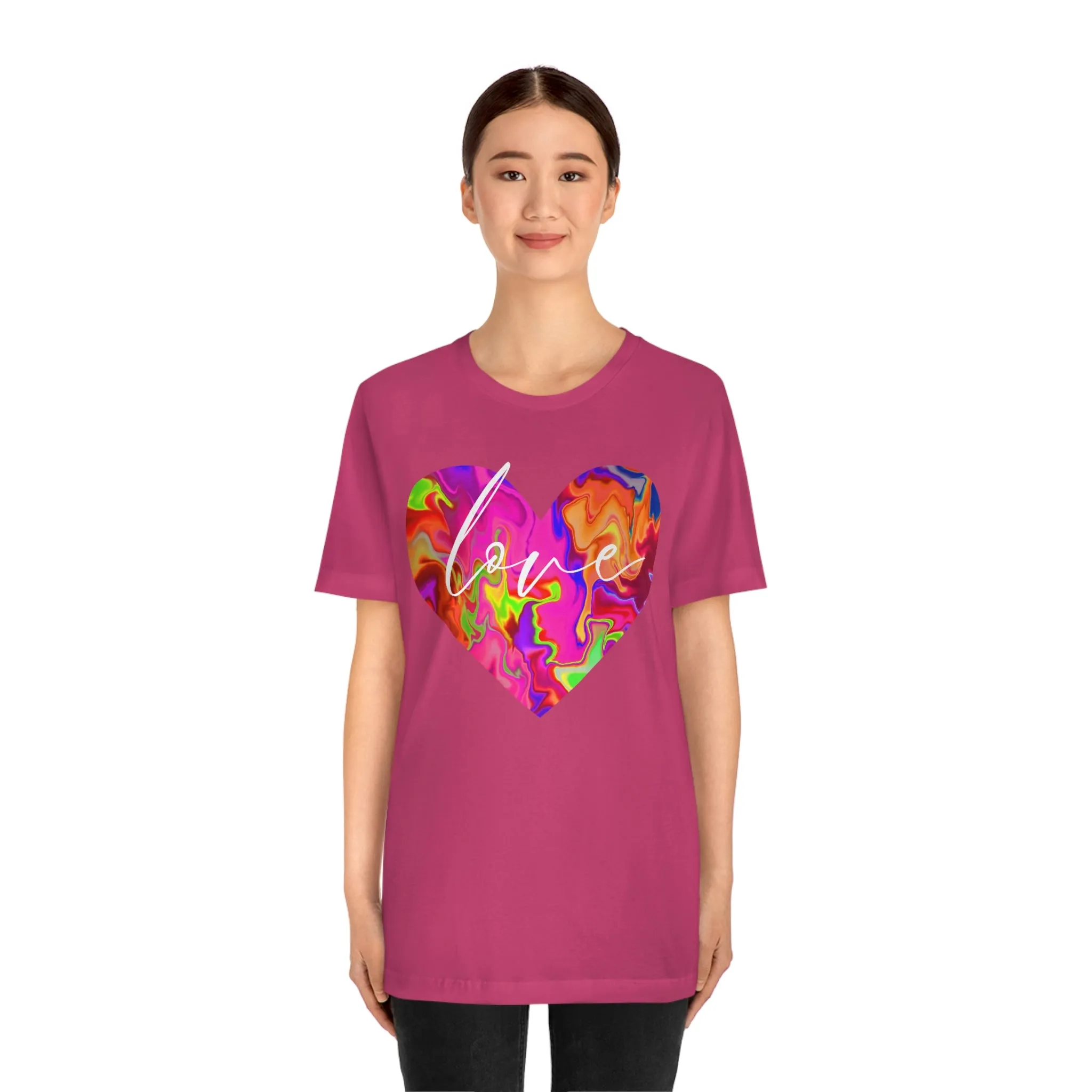 Swirl Heart Script Love Short Sleeve T-Shirt