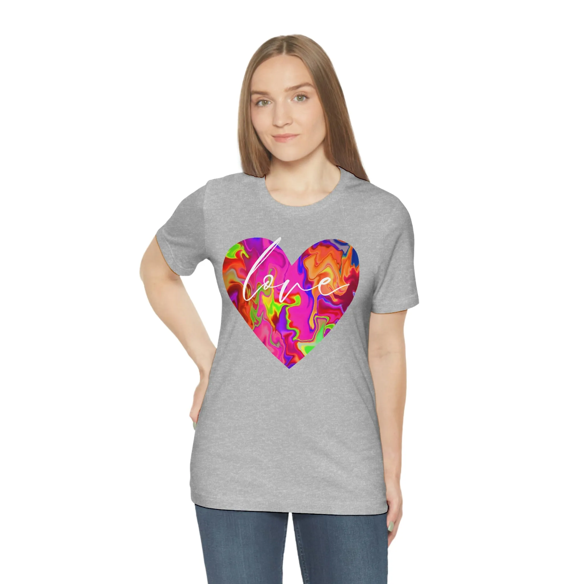 Swirl Heart Script Love Short Sleeve T-Shirt