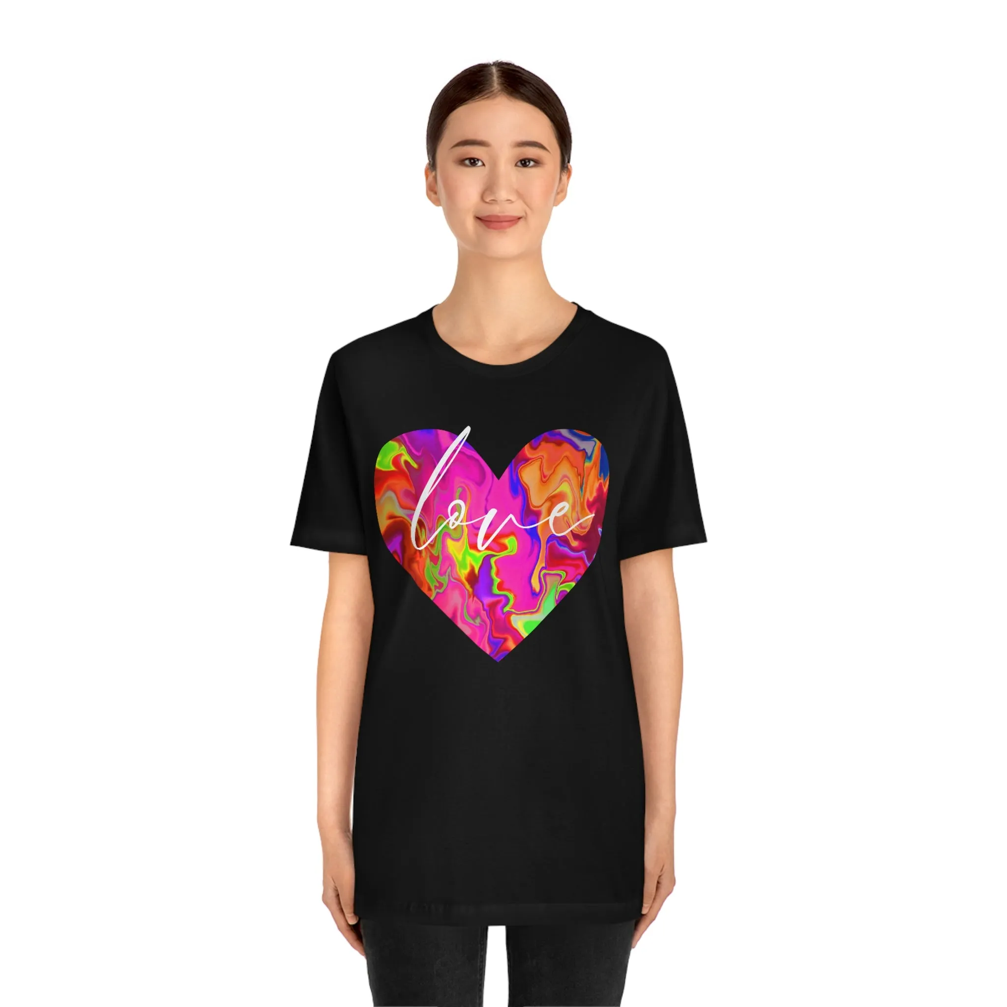 Swirl Heart Script Love Short Sleeve T-Shirt