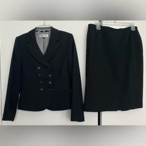 TAHARI Arthur S. Levine Black Skirt &amp; Jacket Two-Piece Suit Set size 8 poly/wool