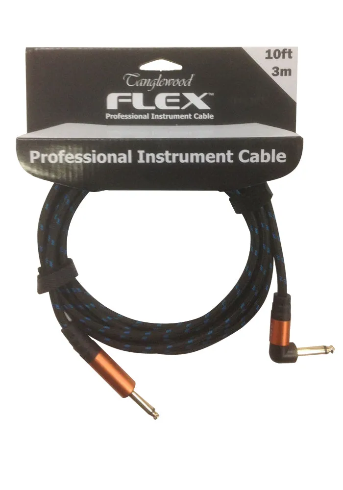 Tanglewood FX3BB-A Guitar Lead Braided Cable 10ft Straight – Right Angle