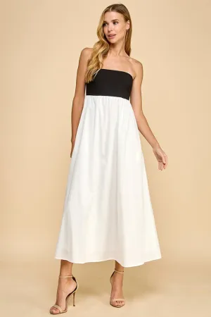 TCEC Strapless Empire Dress-Black and White