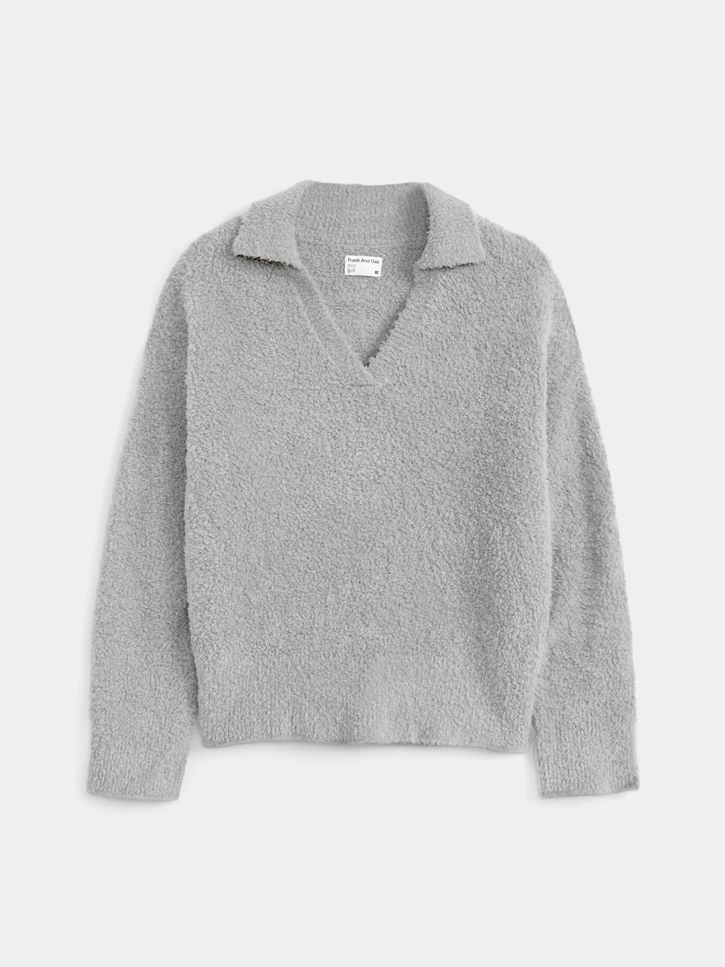 The Fuzzy Johnny Collar Sweater  in Light Grey