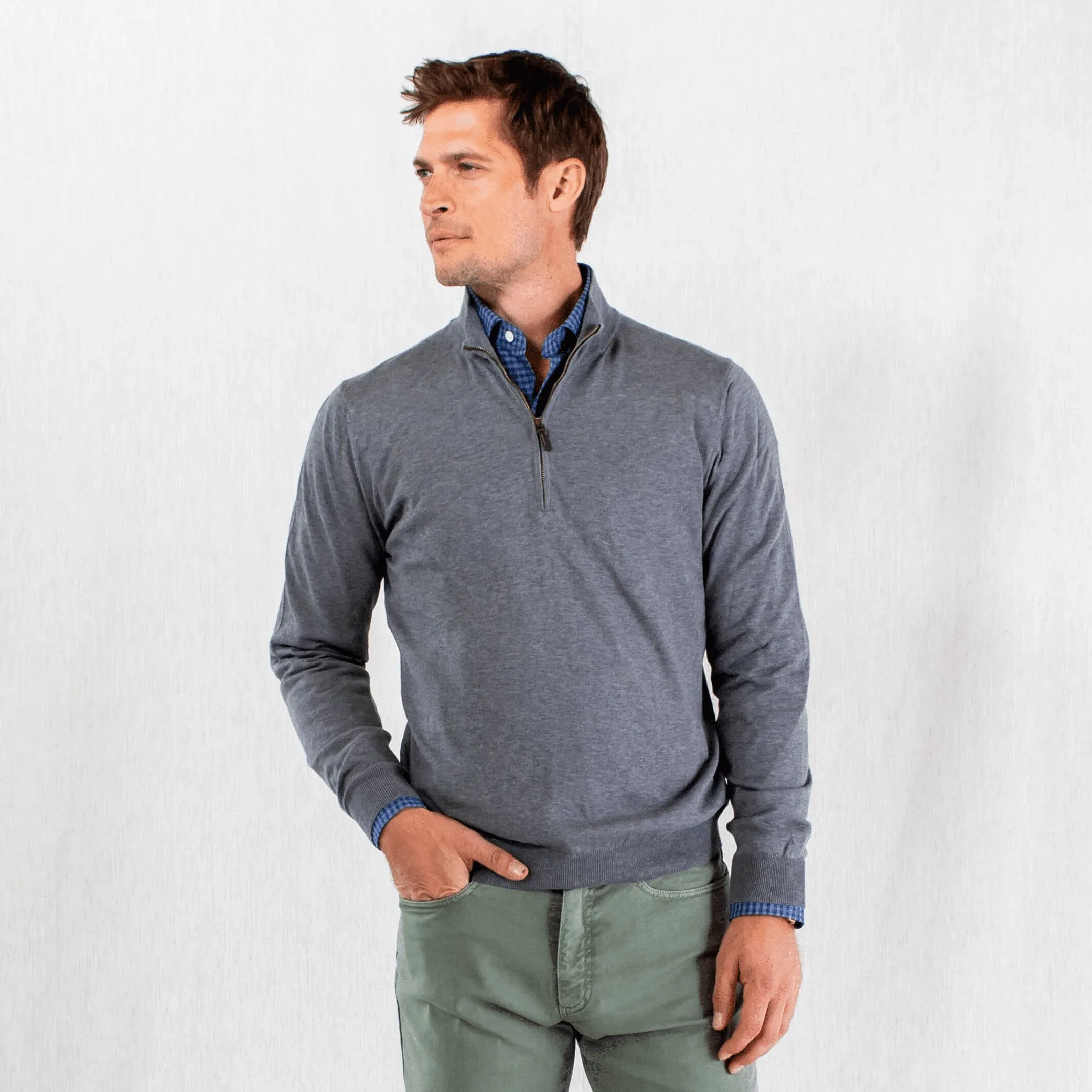 The Light Grey Heather Easterley Half-Zip Sweater