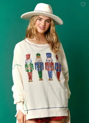 The Nutcracker Sequin Sweater: Cream