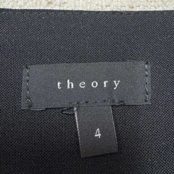 Theory Women Pencil Skirt Size 4 Black Wool Blend Corporate Career Double Slit