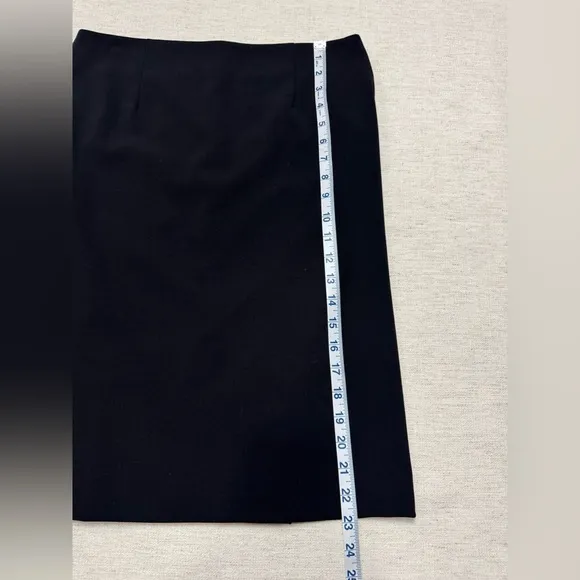 Theory Women Pencil Skirt Size 4 Black Wool Blend Corporate Career Double Slit