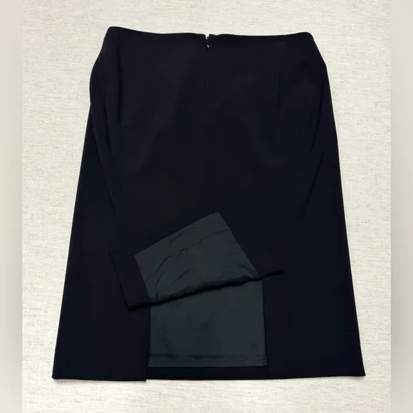 Theory Women Pencil Skirt Size 4 Black Wool Blend Corporate Career Double Slit