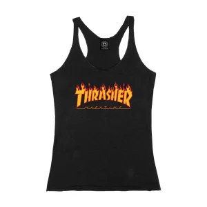 Thrasher Flame Logo Girls Tank Top Black