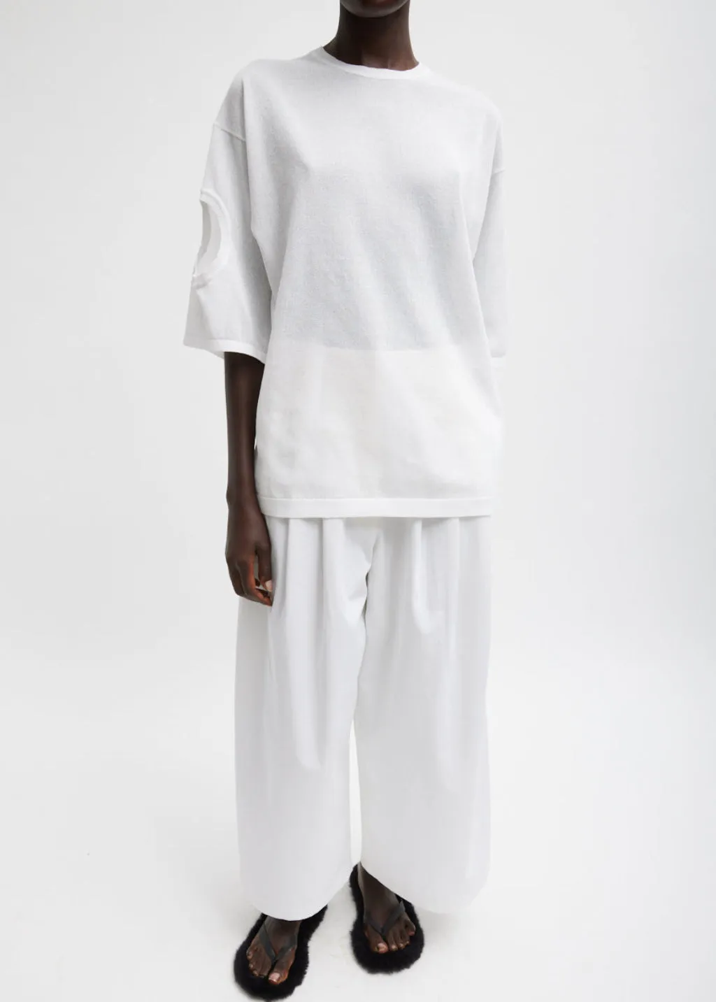 Tibi Crispy Sweater Oversized Easy T in Optic White