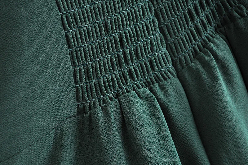 Tie Lace Up Retro Green Split Midi Dresses