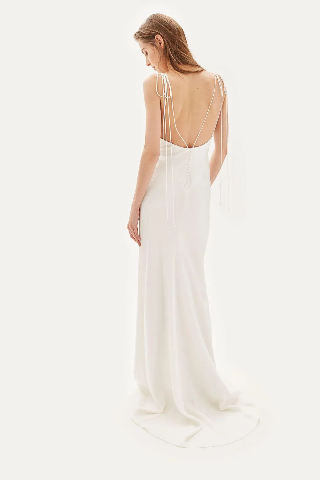 Topshop Bride Ivory V-Neck Satin Sheath Gown US 6 / UK 10 $650 NEW