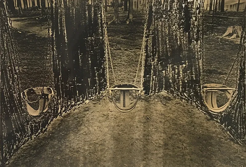 Untitled (Scratched veil between swings), Toronto, Ontario