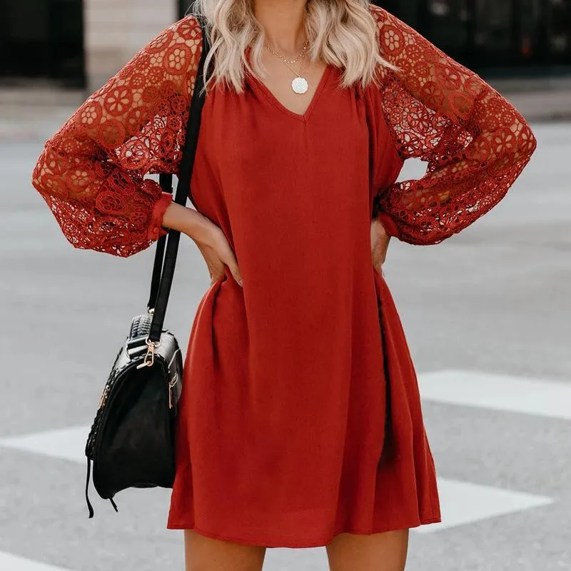 V-Neck Lace Dress