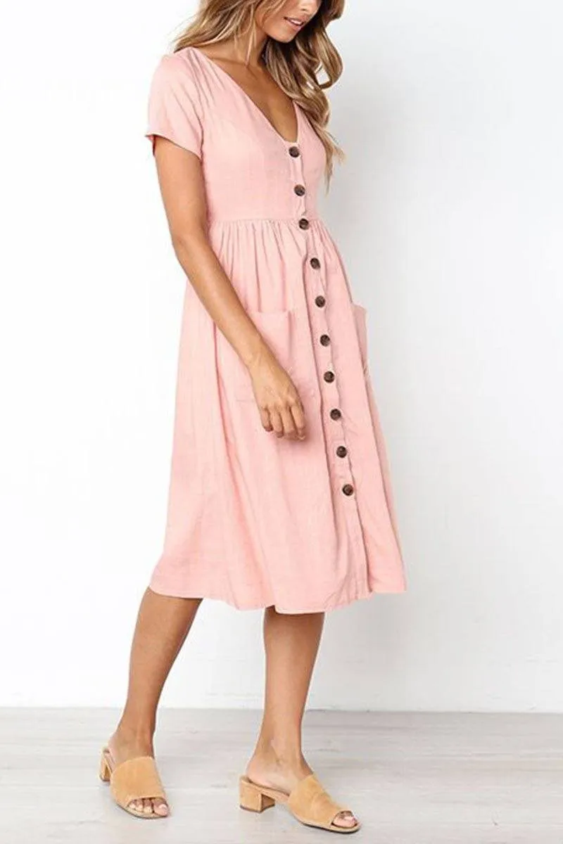 V-neck Pocket Dress