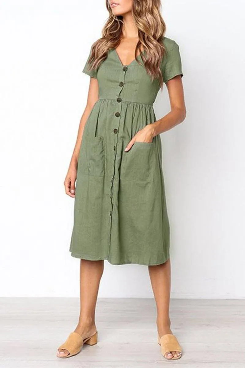 V-neck Pocket Dress