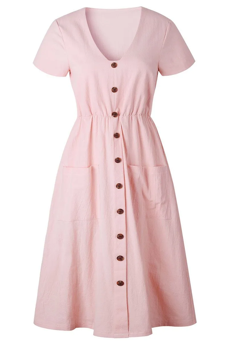 V-neck Pocket Dress
