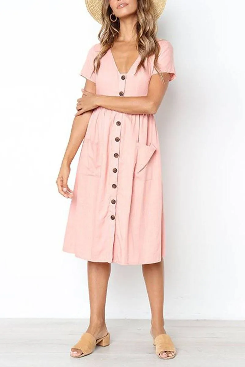 V-neck Pocket Dress